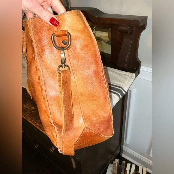 Bed Stu Leather Rockaway Shoulder Bag Crossbody Tote Tan Rustic $345 - Picture 6 of 13